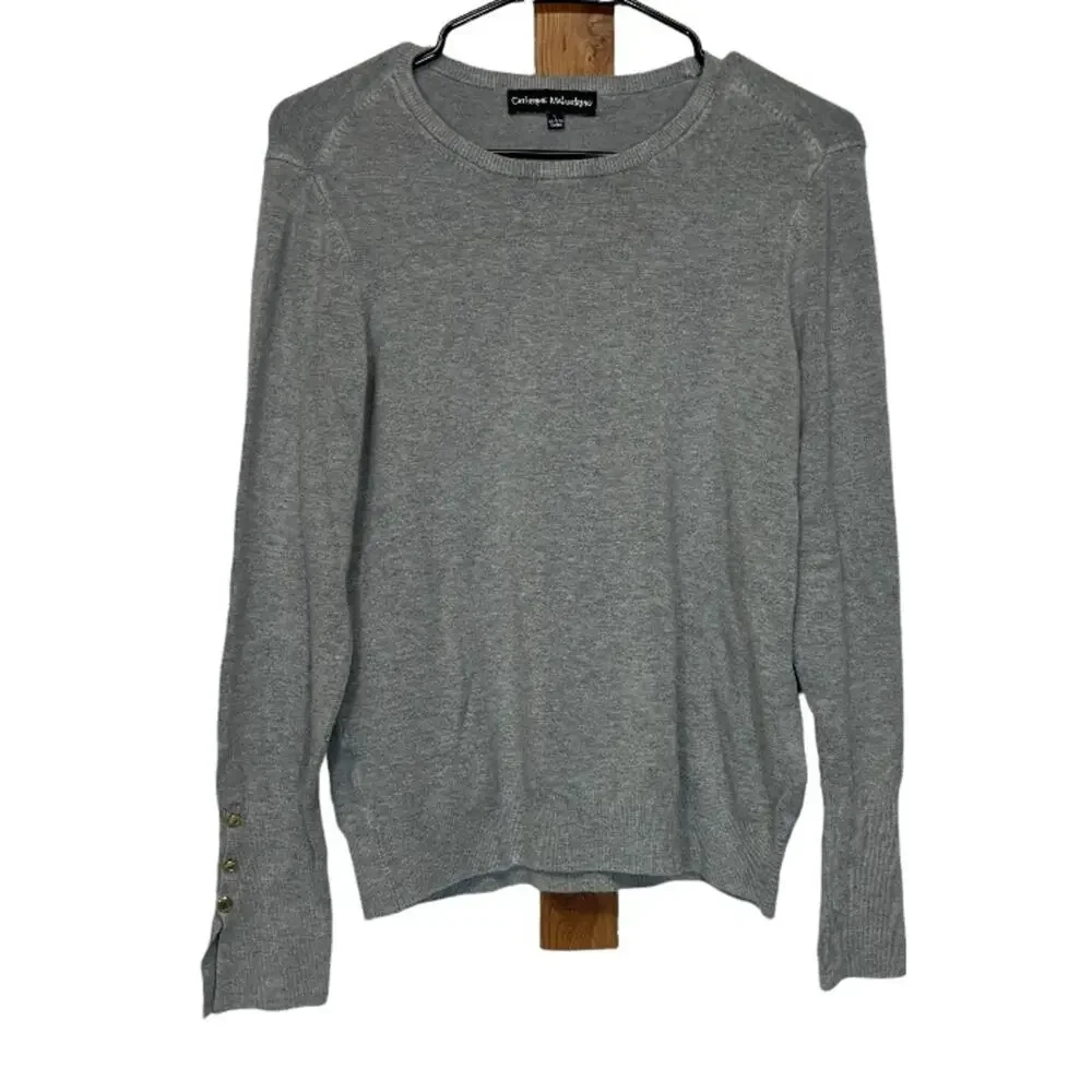 Catherine Malandrino Gray‎ Long Sleeve Crewneck Sweater Size L
